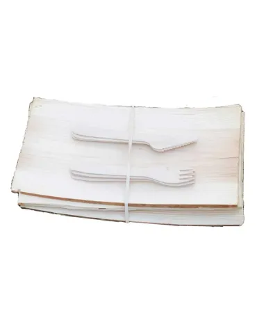 Trätallrik Med Bestick 4st