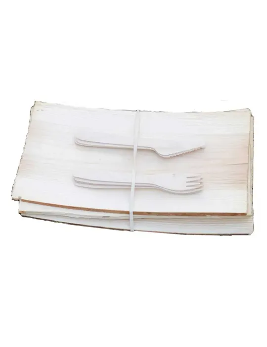 Trätallrik Med Bestick 4st