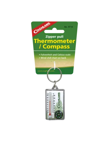 Zipper Pull Thermometer w/ Compass
